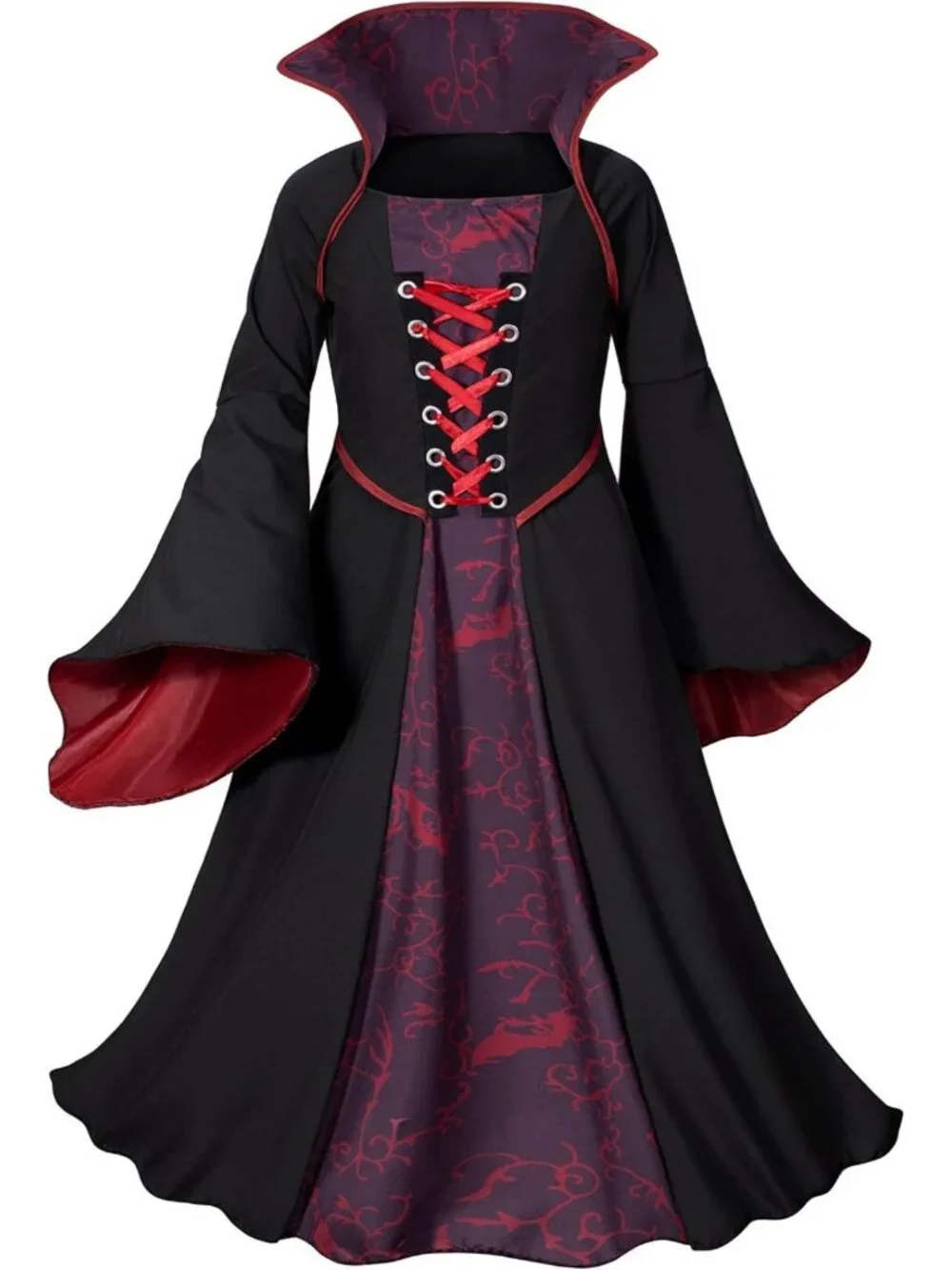 Vampire Costume Set for Girls - Halloween Dress Up with Fangs, Wand & Choker